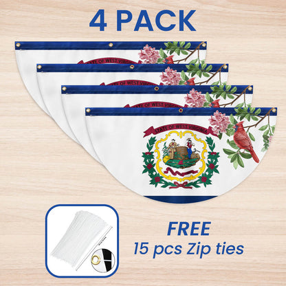 Cardinal and Rhododendron Flower, West Virginia Non-Pleated Fan Flag TPT1858FLv1