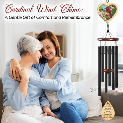 Cardinal Memorial Wind Chimes 32in - Bereavement Gift for Loss of Mom, Dad, or Friend