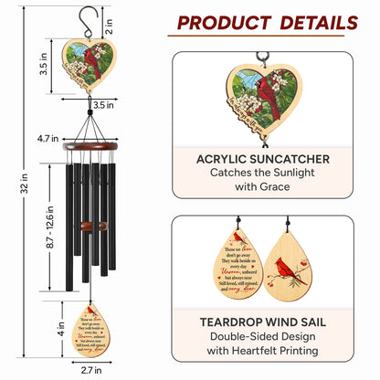Cardinal Memorial Wind Chimes 32in - Bereavement Gift for Loss of Mom, Dad, or Friend