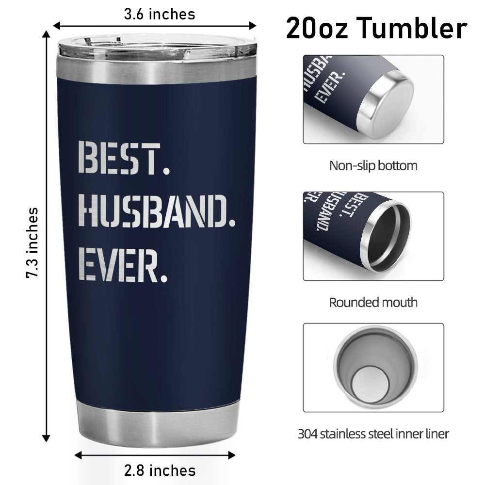 Best Husband Ever Laser Engraved 20oz Tumbler Navy Color