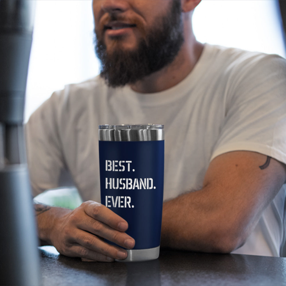 Best Husband Ever Laser Engraved 20oz Tumbler Navy Color