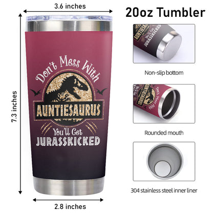 Auntiesaurus Tumbler Funny Gifts For Aunt 20oz Tumbler