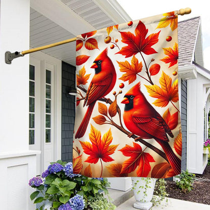 Cardinals Fall Autumn Leaves Flag MLN3557F
