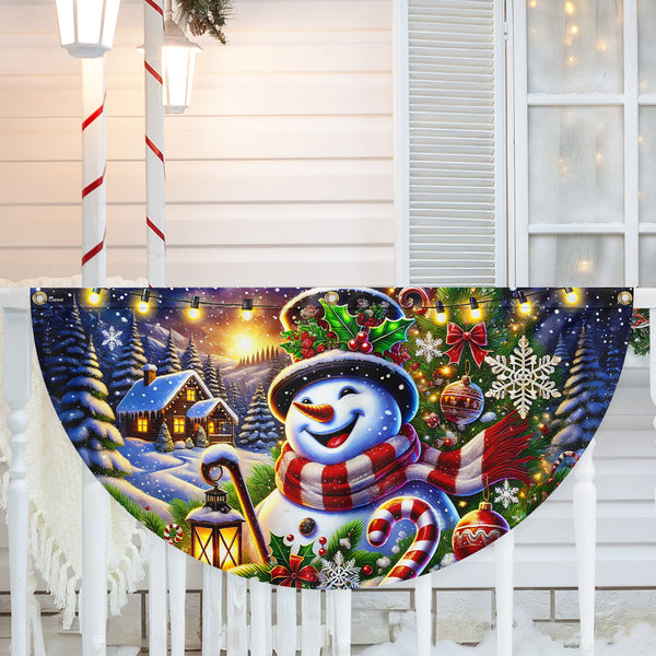 Funny Snowman Merry Christmas Winter Non-Pleated Fan Flag TQN4065FL