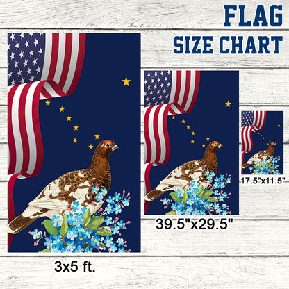 Alaska State  Willow Ptarmigan Bird and Forget-Me-Not Flower Flag MLN1141Fv10