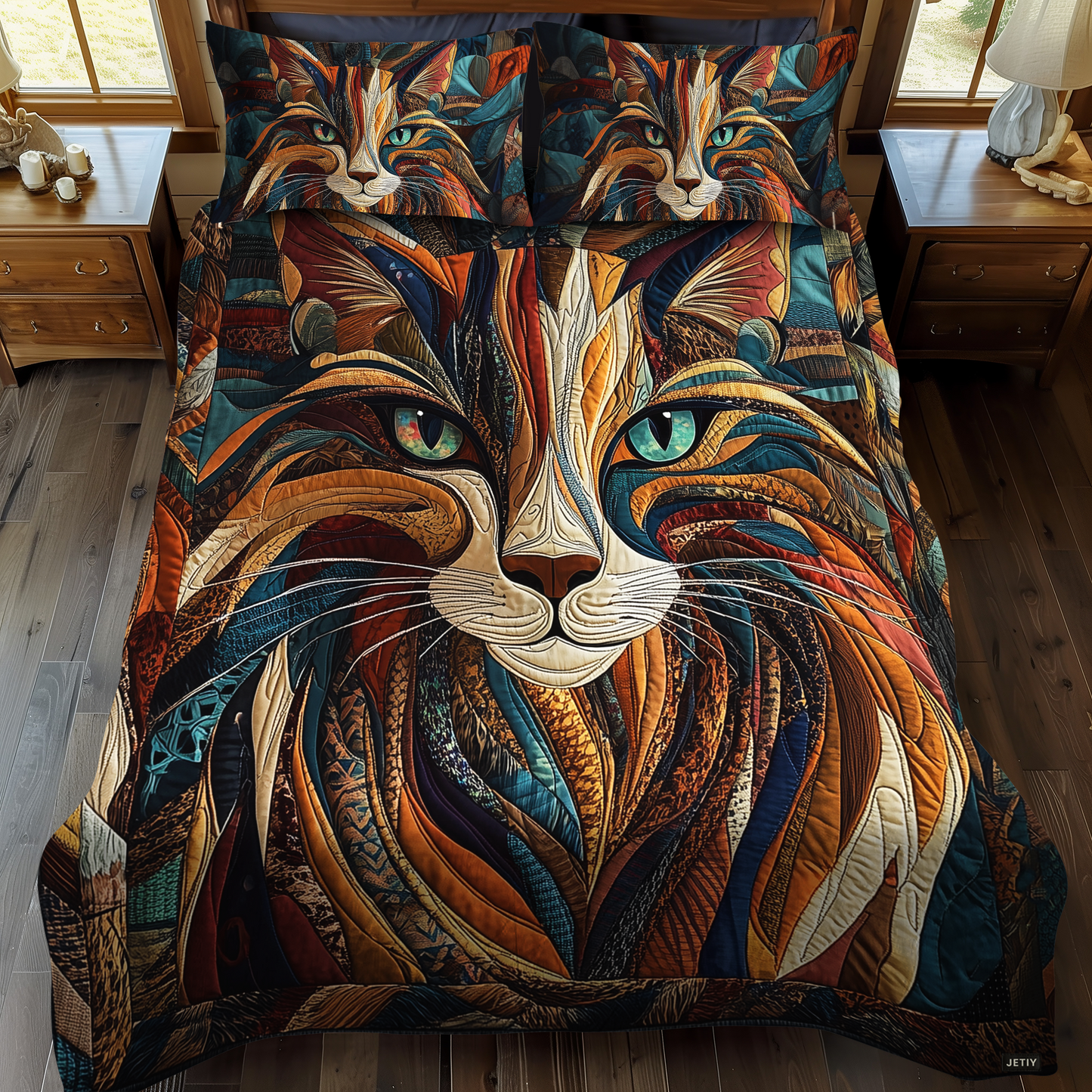 Purrs And Patches 3-Piece Quilted Bedding Set NCU0DK1617