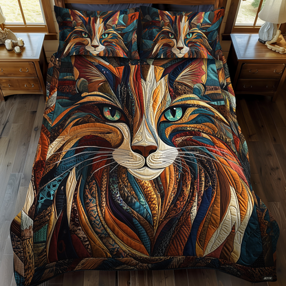 Purrs And Patches 3-Piece Quilted Bedding Set NCU0DK1617