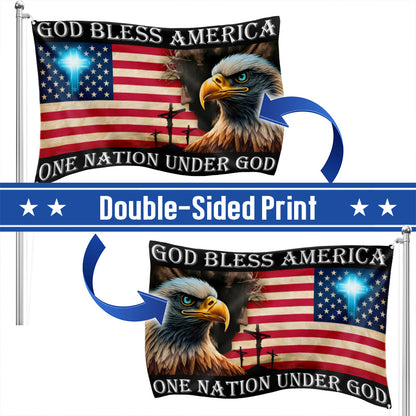 Patriot Eagle Christian God Bless America One Nation Under God Grommet Flag MLN5766NTH