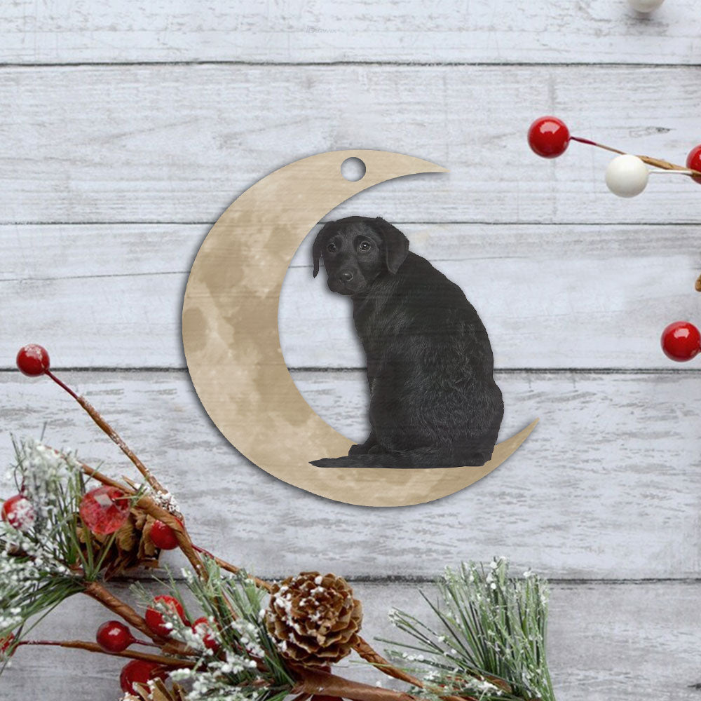 Black Labrador Retriever Ornament, Lab On The Moon Christmas Ornament QNK879Ov1