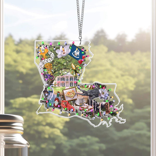 Merry Christmas Louisiana Suncatcher Acrylic Hanging TPT2223AS