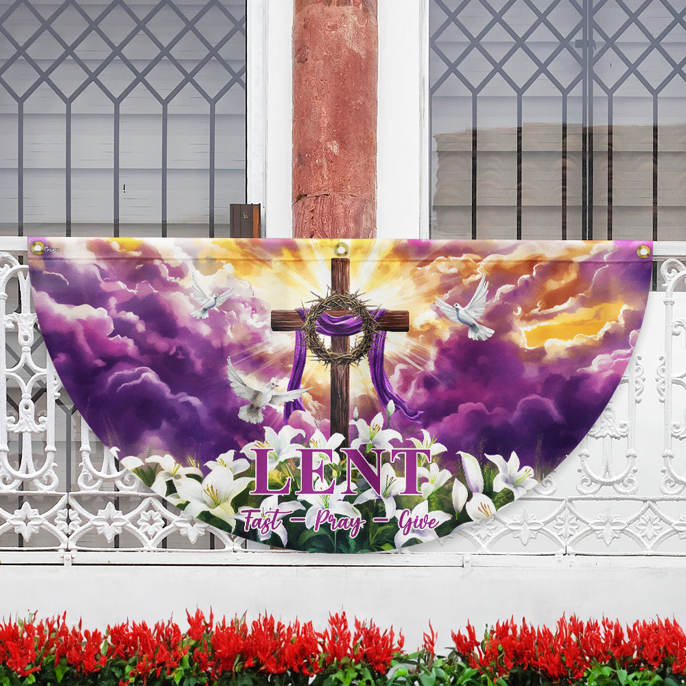 The Season Of Lent Easter Christian Cross Non-Pleated Fan Flag VTM1186NGT