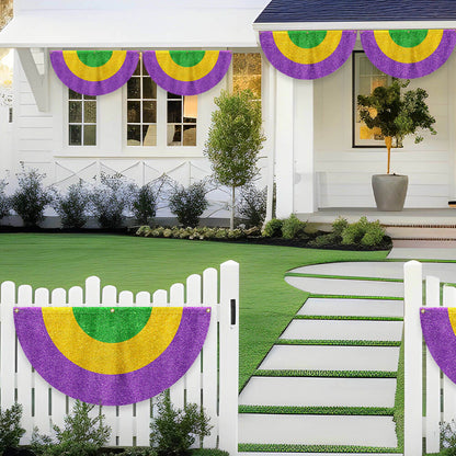 Mardi Gras Carnival Fat Tuesday Non-Pleated Fan Flag TQN4738FL