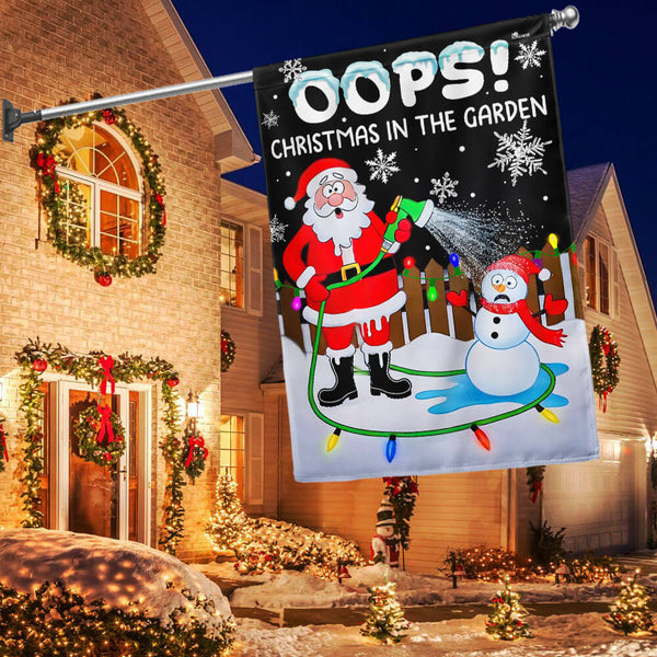 Funny Santa Claus Oops Christmas In The Garden Xmas Flag TQN4025F