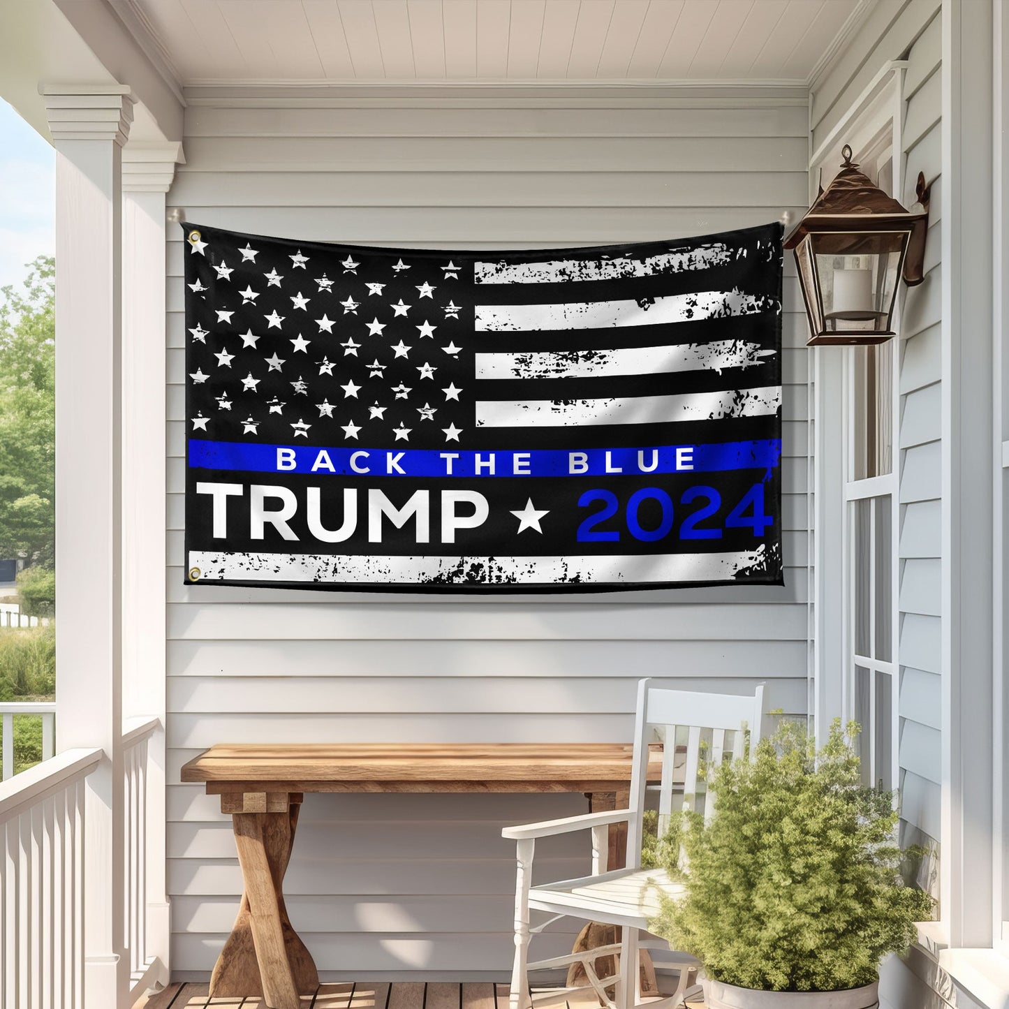 Back The Blue Trump 2024 Grommet Flag MLN3388GF