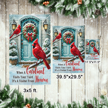 Cardinal Winter When a Cardinal Visits Your Yard It's a Visitor From Heaven Flag MLN4356F