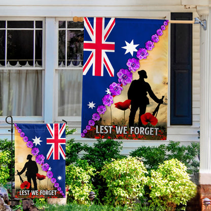 Anzac Day Lest We Forget Purple Poppy Australia Veteran Flag MLN925F