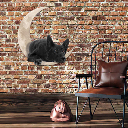 Black German Shepherd Laying On The Moon Hanging Metal Sign QNK1012MSv7a