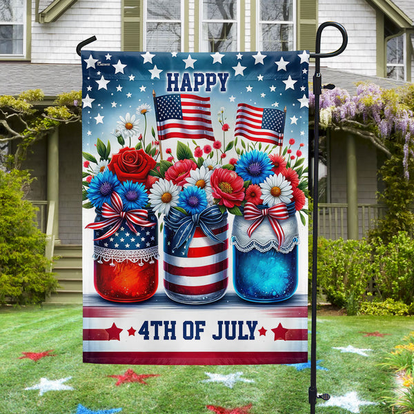 Flagwix American Flag - Patriotic Flowers 4th Of july Floral Independence Day Flag TQN2569F