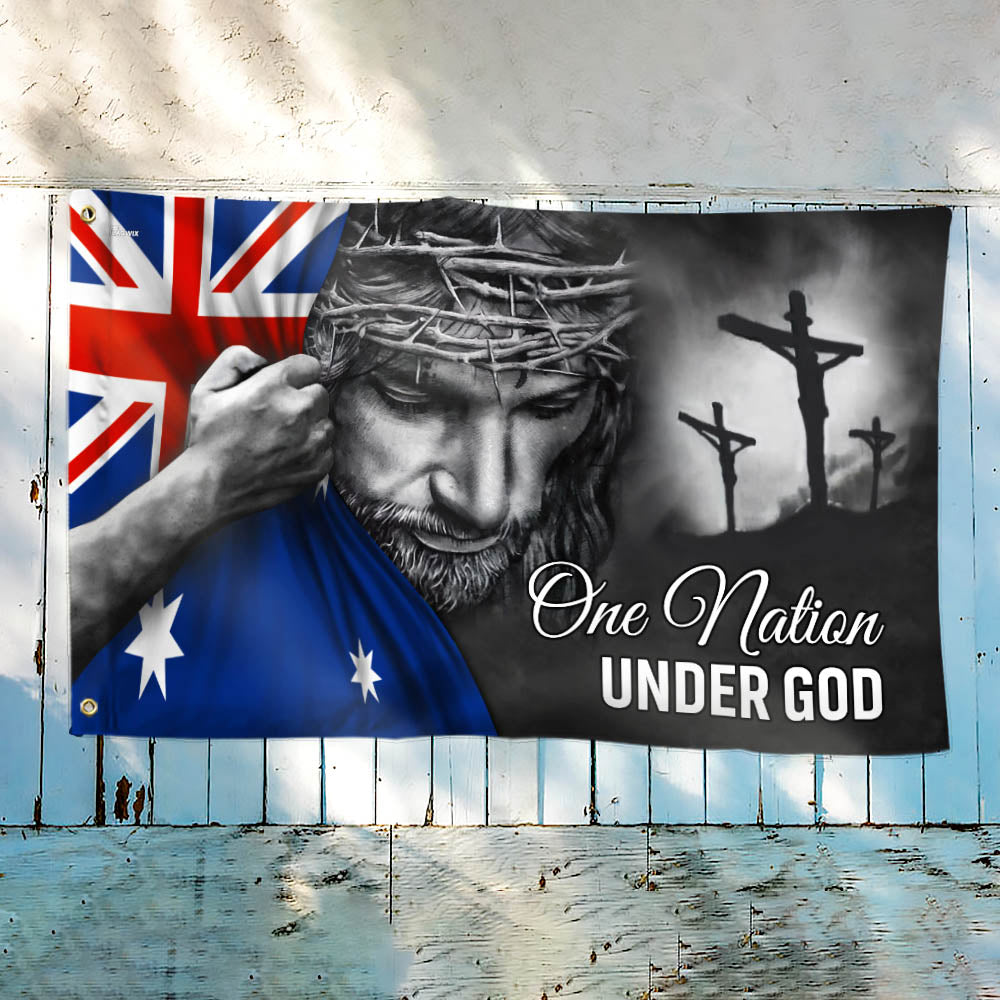 One Nation Under God Jesus Australian Flag - Patriotic Grommet Flag QTR1177TTH