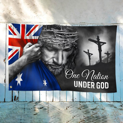 One Nation Under God Jesus Australian Flag - Patriotic Grommet Flag QTR1177TTH