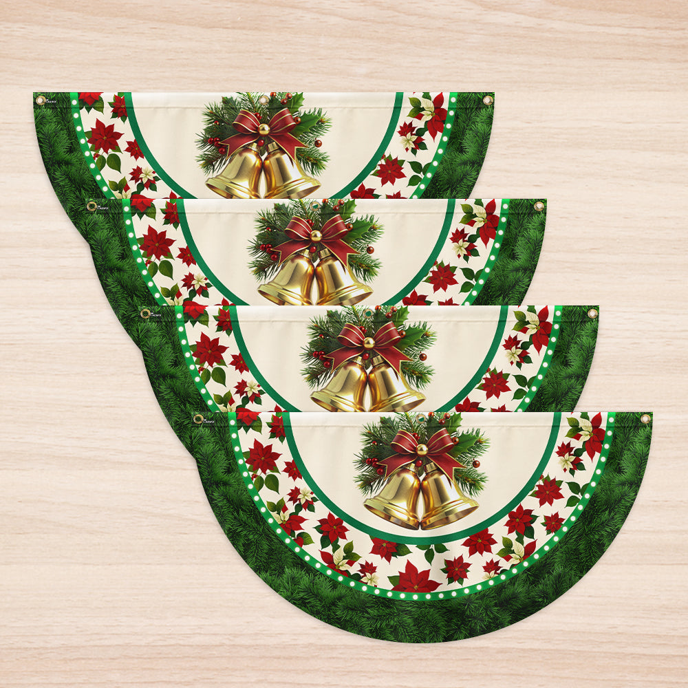 Beautiful Jingle Bells Poinsettia Flowers Christmas Bunting TQN3734FL