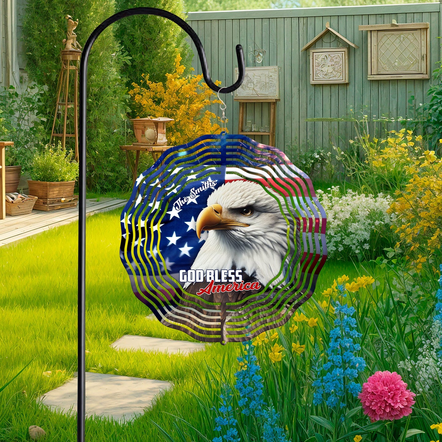Personalized Patriot Eagle God Bless America Wind Spinner MLN5190PMN