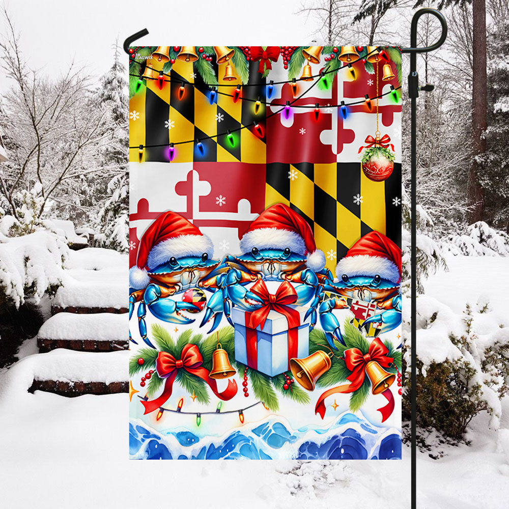 Blue Crabs Merry Christmas Maryland Flag TPT1309F