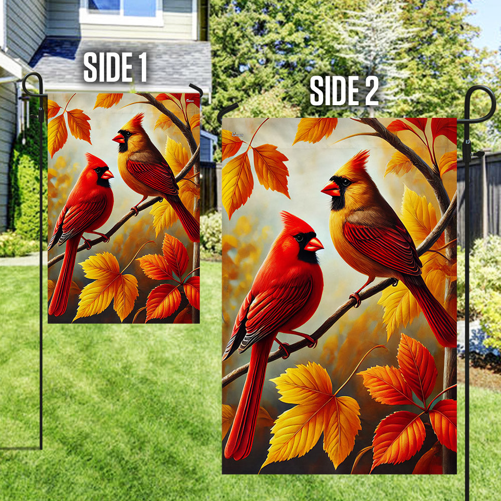Cardinal Fall Autumn Leaves Flag MLN3458F