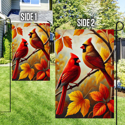 Cardinal Fall Autumn Leaves Flag MLN3458F