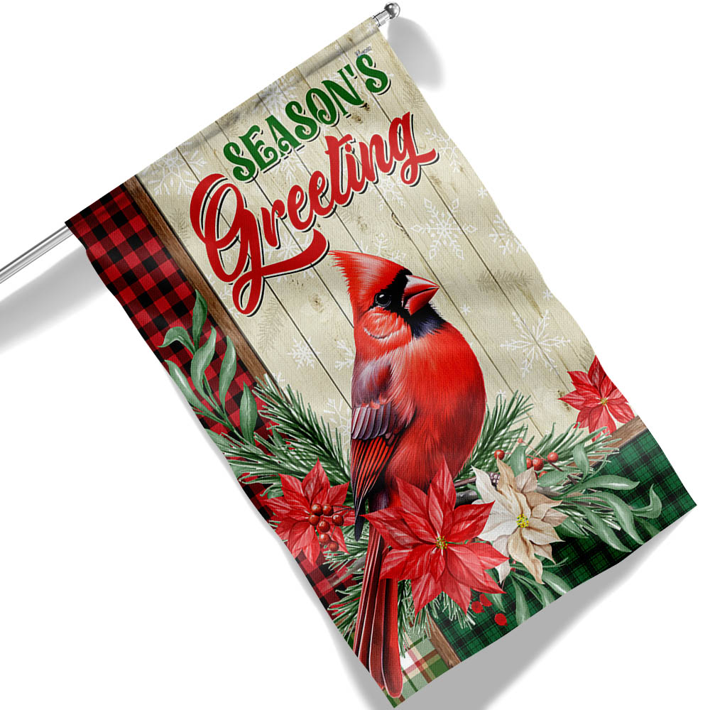 Cardinal Season's Greetings Winter Christmas Flag TQN1928F