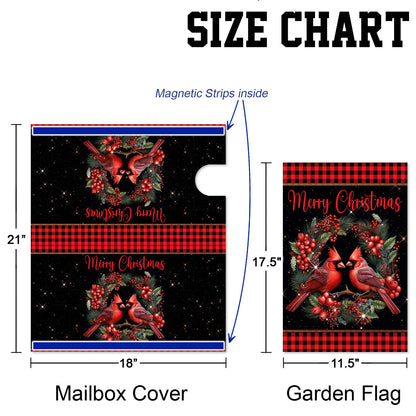 Cardinal Merry Christmas Garden Flag &amp; Mailbox Cover TQN1811MF