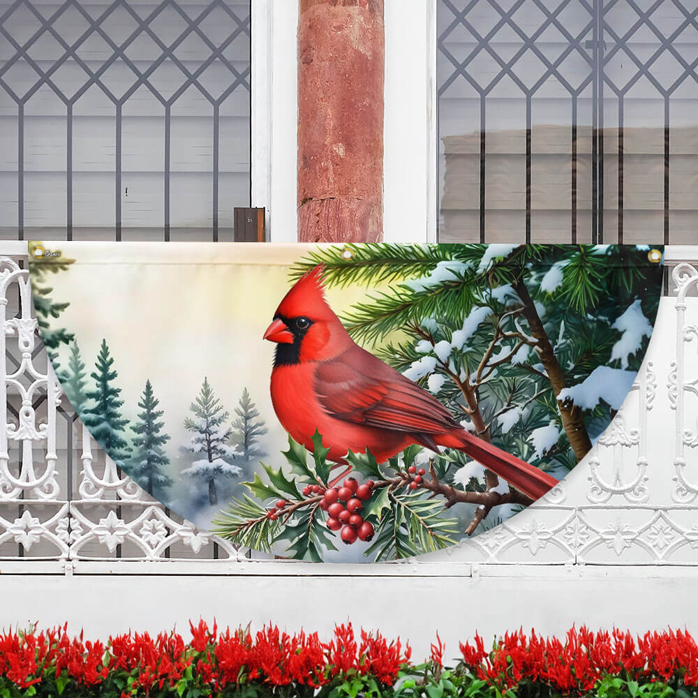 Cardinal Christmas Non-Pleated Fan Flag MLN3942FL