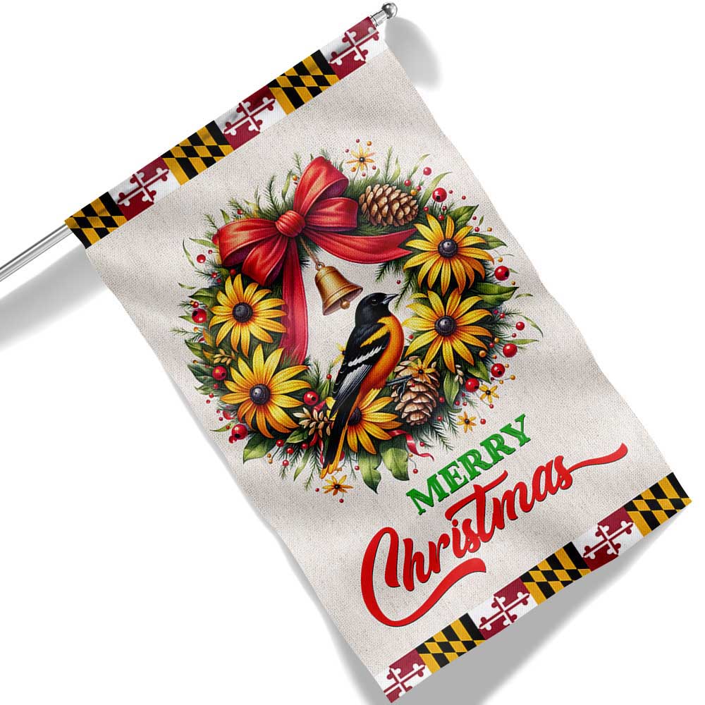 Black-Eyed Susan Christmas Wreath and Baltimore Oriole Maryland Flag TPT1304F