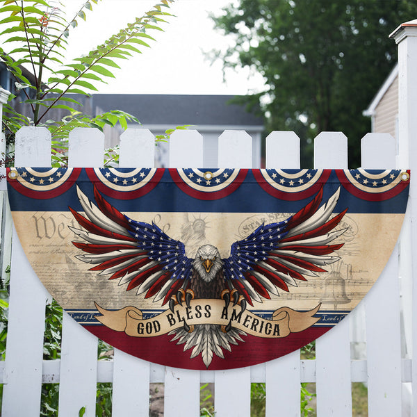 Flagwix American Flag - God Bless America Patriotic Eagle Non-Pleated Fan Flag TQN3321FL