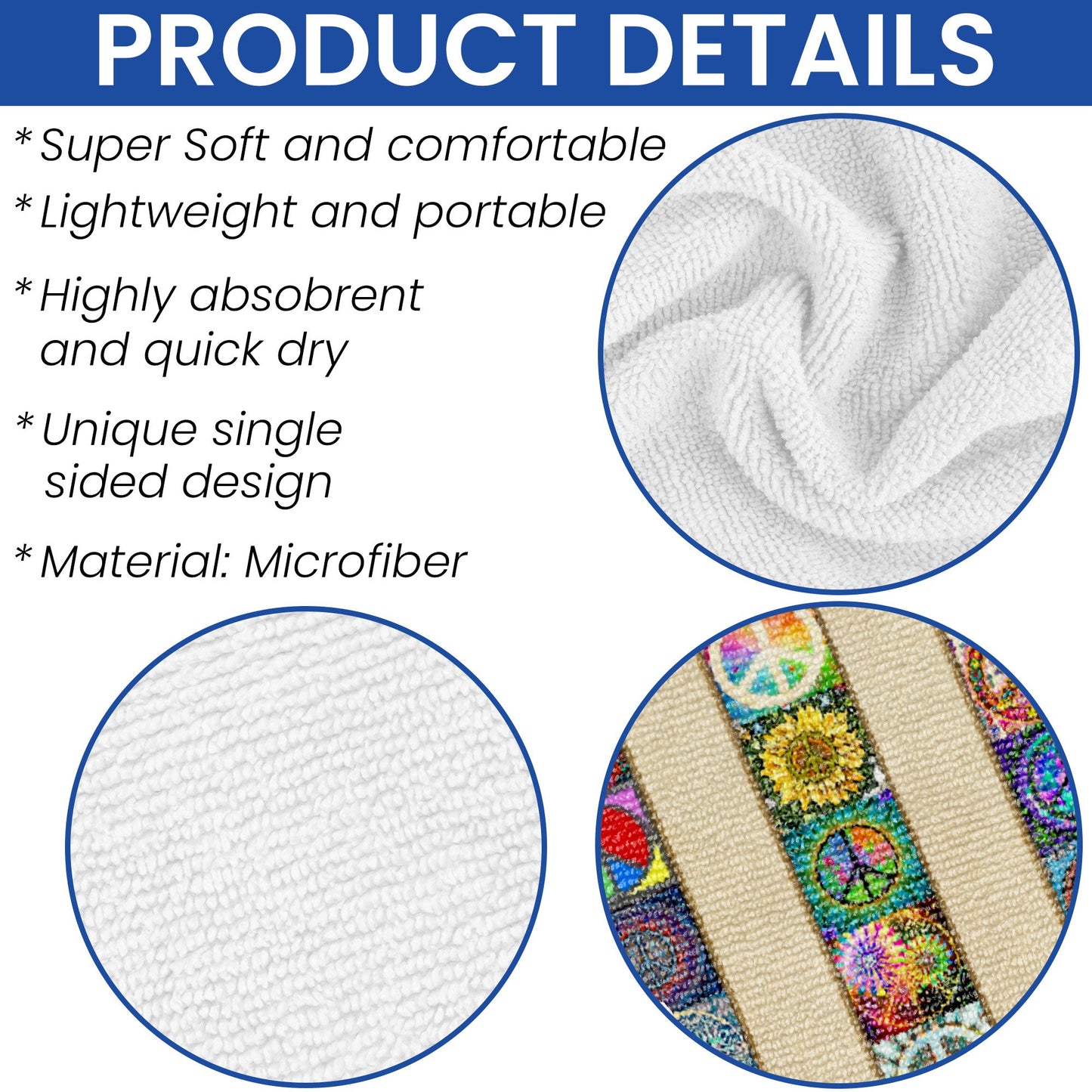 Peace Sign Hippie Beach Towel MLN5762LTH