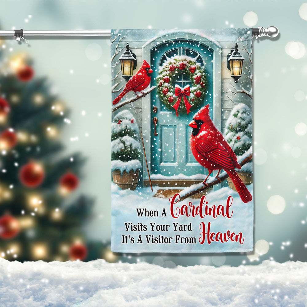 Cardinal Winter When a Cardinal Visits Your Yard It's a Visitor From Heaven Flag MLN4356F