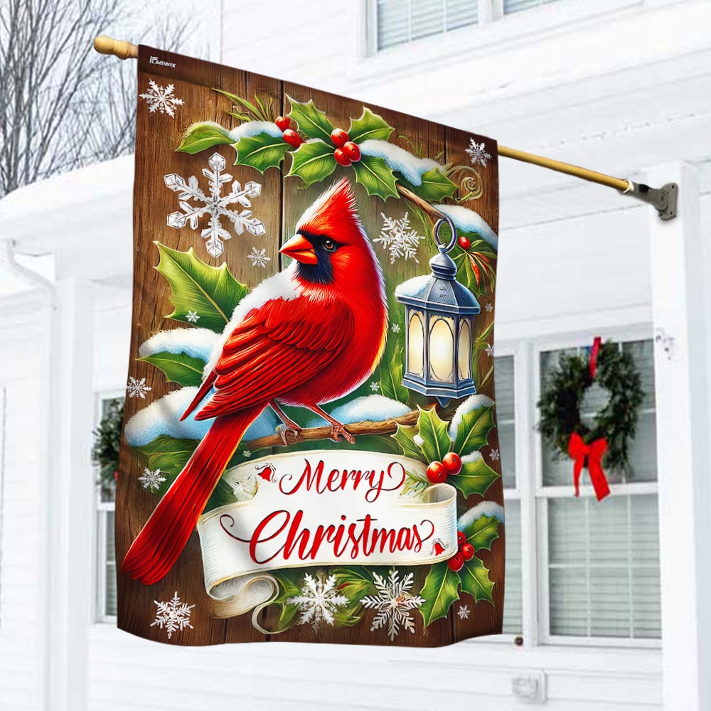 Cardinal Merry Christmas Flag TQN3776F