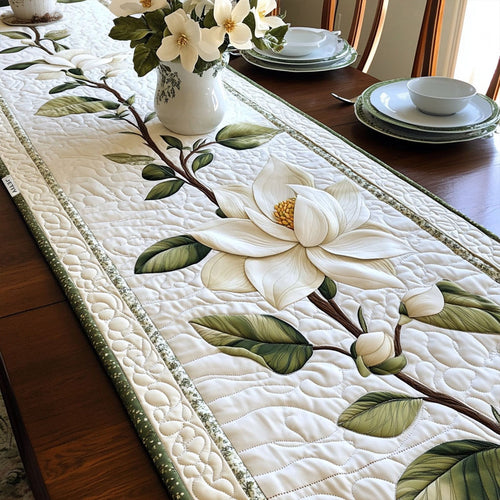 Rustic Magnolia Bloom Quilted Table Runner NCU0PT3861