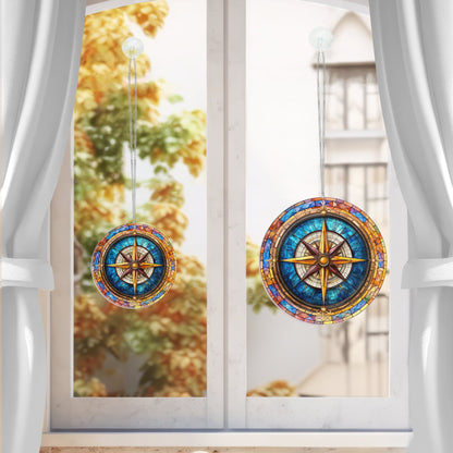Nautical Compass Acrylic Suncatcher Window Hanging VTM733PN
