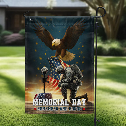 Memorial Day Eagle Kneeling Soldier Remember and Honor Flag MLN5543DTD