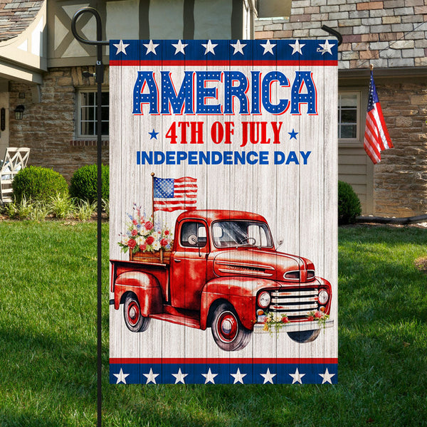 Flagwix American Flag - Red Truck America 4th of july Independence Day Flag MLN3249F