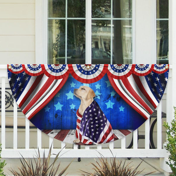 Flagwix American Flag - Patriotic Dog Yellow Labrador Retriever American Non-Pleated Fan Flag Wrapped in Glory TPT1634FLv1