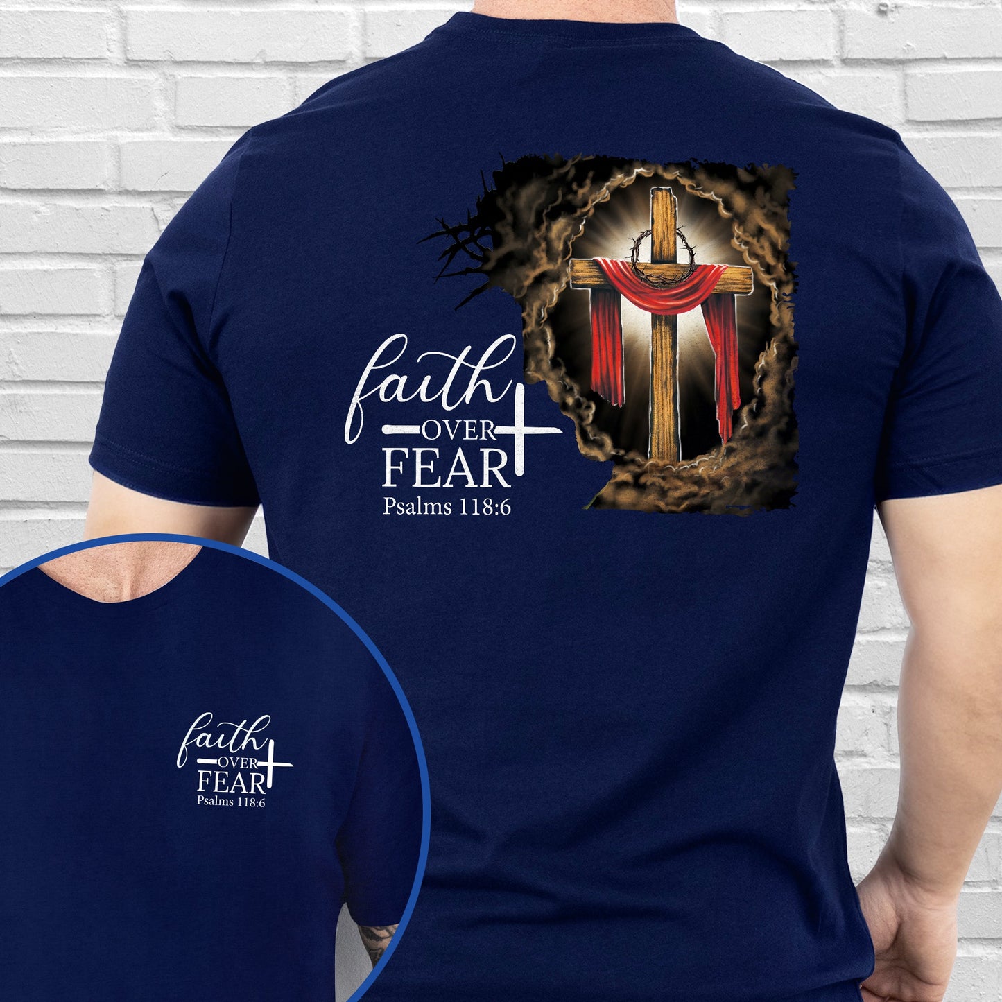 Jesus. Christian Cross. Faith Over Fear American T-Shirt TPT2599TS