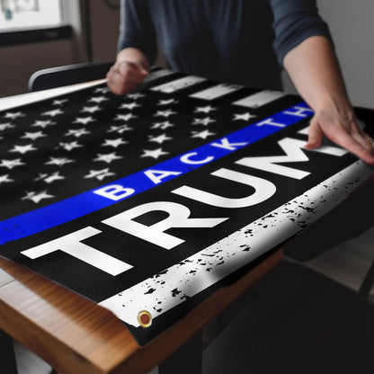 Back The Blue Trump 2024 Grommet Flag MLN3388GF
