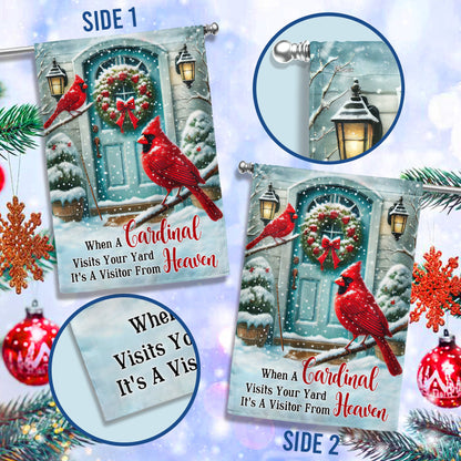 Cardinal Winter When a Cardinal Visits Your Yard It's a Visitor From Heaven Flag MLN4356F