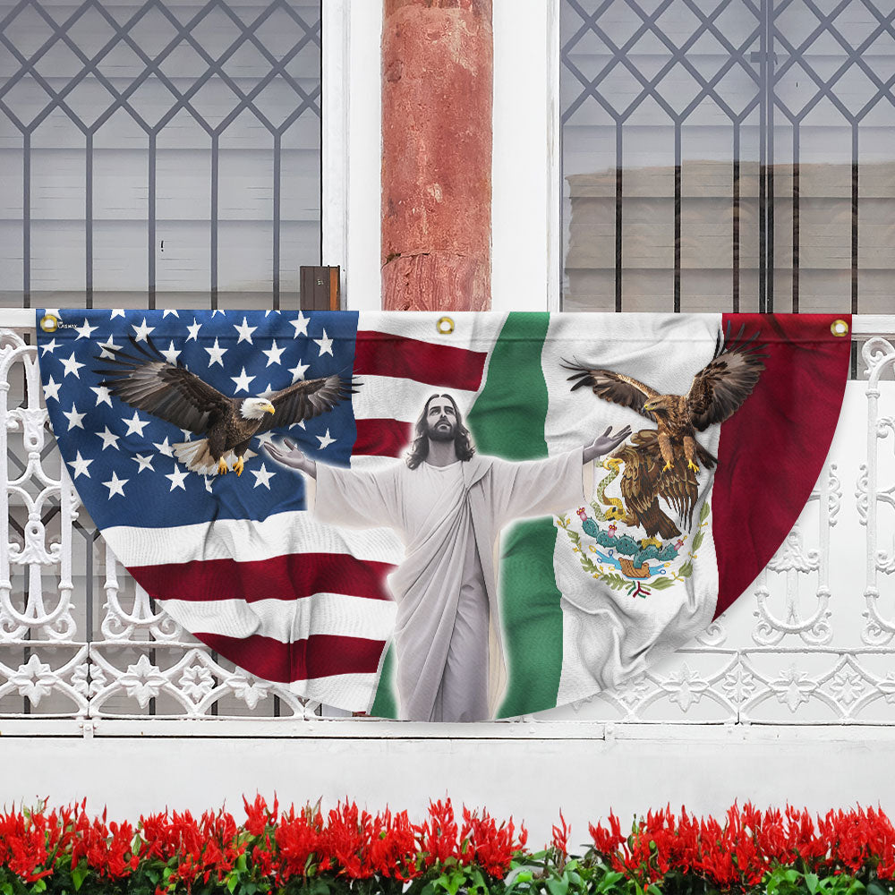 Mexican American Jesus Non-Pleated Fan Flag PHB05LPN