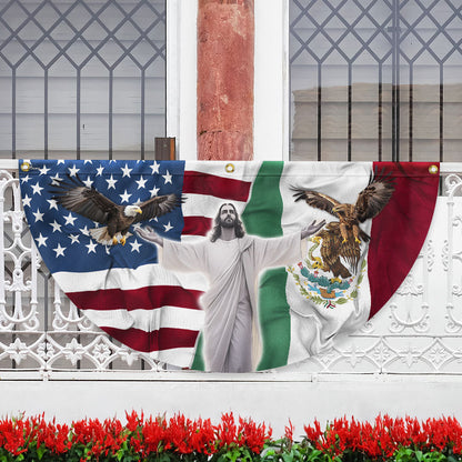 Mexican American Jesus Non-Pleated Fan Flag PHB05LPN
