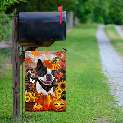 Boston Terrier Pumpkin Happy Fall Y'all Flag DBD2783Fv1