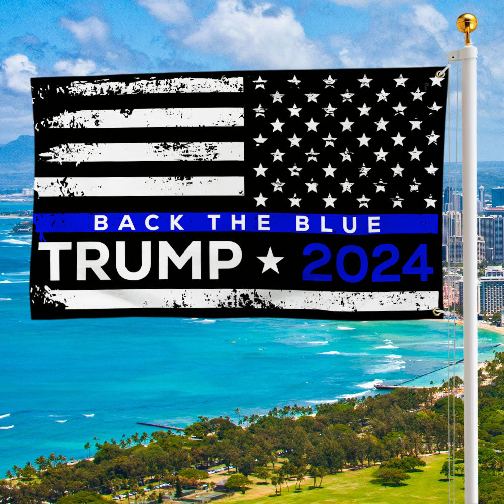Back The Blue Trump 2024 Grommet Flag MLN3388GF