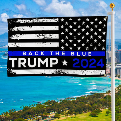 Back The Blue Trump 2024 Grommet Flag MLN3388GF